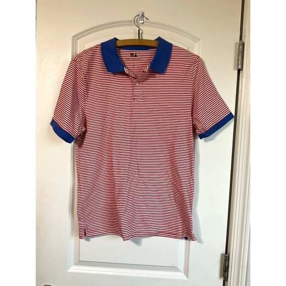 Free Assembly Other - Free Assembly Polo Shirt Men Small Red Striped‎ Contrast Collar Cotton Short Slv